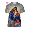 2022 Ny Summer Fi 3D T-shirt blödade jungfru Maryjesus Tryck kärlek Hoppas Hoppas/kvinnor Persality Stylish Casual T Shirt L6TP#
