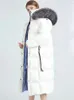 X-LG – doudoune d'hiver 2022 pour femme, manteau en duvet de canard blanc, ample, avec col en vraie fourrure de renard naturelle, à capuche, de luxe, chaud, vêtements d'extérieur, J665 #, 90%