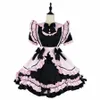 аниме Готическая Лолита JSK Dr с коротким рукавом Kawaii Bow Maid Party Dres Косплей Кошки Девушка Harajuku Симпатичные розовые оборки Черный E2Cz #