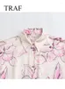 Women's Blouses TFMLN 2024 Spring Summer Women Soft Satin Shirts Fashion Thin Print Tops Casual Elegant