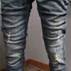 italiensk stil fi män jeans retro ons blå elastisk smal fit rippade jeans män byxor vintage designer denim byxor hombre c8nk#