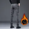 Fleece Jeans Männer 2023 Winter Neue Vintage Elastische Dünne Dicke Warme Veet Hosen Fi Koreanische Männliche Plüsch Stretch Denim Hosen 61eZ #