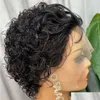 Koronkowe peruki Pixie Krótkie perukę bob ludzkie włosy dla kobiet Curly Malaysia Remy 13x1 Drop dostarczanie produkty Dhxcm