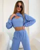 Damesbroeken Driedelige set trainingspak Dames sweatshirts met lange mouwen met tops en shorts High Street Casual sportieve streetwear-outfits