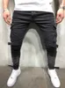 Neue Herbst männer Slim Jeans Schwarz Große Tasche Freizeit Krawatte Mund Männliche Kleine Füße Hosen Hohe Qualität FI Denim hosen 988q #