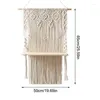 Tapisseries Macramé Étagères suspendues Bois Étagère flottante pour plantes Mur Boho Décor rustique Organisateur blanc Corde tissée à la main Bohème