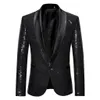 men Sequins Blazer Designs Plus Size 2XL Black Veet Gold Sequined Suit Jacket DJ Club Stage Party Wedding Clothes For singers W2MH#