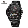 Forsining 8229 Men's Leisure Flywheel Fully Automatic Mechanical Steel Band Transparent Bottom Watch