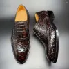 Dredqss Sapatos Yinsdqhang Brushdq Cor Homens Madqle Formal dqCrocodiledq Couro