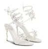 Elegante Renecaovilla Scarpe eleganti da donna con tacco Margot Sandali di cristallo Scarpe Tacchi alti avvolti in serpente Farfalle Strappy Party Wedding Lady Party Walking EU35-43