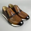 Högklassiga affärsläderskor för män brittisk stil läder stilig slip-on gas bröllopskor manlig storlek 45 46 47 zapatillas de hombre a19