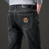 Klassische Stil Männer Vintage Blue Stretch Jeans 2022 Herbst Neue Regular Fit Cott Denim Hosen Männliche Marke Hosen Grau E2Qu #