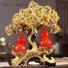 Chiński styl Znakomity żółty kryształowy tykwa Fortune Tree Living Roomoffice Komora pieniężna Dekoracja Prezentacja sztuczna 240325