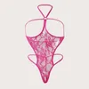 Hot Pink G-String BodySkimpy Strappy Sheer Lace Body ouvert pour la Saint-Valentin Femmes Sexy LingerieUnderwear e0uh #