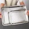 Albums Rectangular Storage Plates Oven Baking Tray Oil Filter Pan Stainless Steel Bakeware Grid Wire Cooling Rack Kitchen Utensils