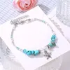 Braccialetti con ciondoli Bracciale con stelle marine in pietra verde bohémien per le donne Tendenza con perline di conchiglie per ragazze, gioielli da spiaggia estivi, regalo da viaggio