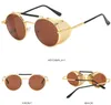 Vintage Retro Round Metal Sunglasses SteamPunk Style Side Mesh Brand Designer Glasses Oculos De Sol Shades UV Protection 8 colors
