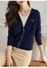 Spring Cnected One-Piece Wool Cardigans Kvinnor V-ringade stickade tröjor Rockar Lady Vintage Cardigan Outwear för kvinnlig N5KU#