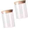 Bottiglie di stoccaggio 2 barattoli di vetro per tè profumato sigillati con coperchio in bambù (250 ml)