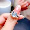 Cluster Rings MeiBaPJ 6mm 8mm Rectangle Sky Blue Topaz Fashion Ring For Women Real 925 Sterling Silver Fine Party Jewelry