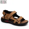 Roxdia nova moda respirável sandálias masculinas sandália de couro genuíno verão sapatos praia chinelos causal sapato plus size 39 48 rxm006 n30