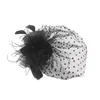 Berets Women Special Occasion Headwear Elegant Retro Fascinator Hat With Dot Print Mesh Feather Headpiece For Brides Wedding