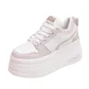 Sapatos casuais mulheres saltos escondidos tênis 8cm de alta plataforma cunhas de outono grossa de couro de primavera de renda para cima papai branco