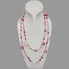 Pendants FoLisaUnique Pink Rose Quartz Necklace For Women Girls Gift Personalized Crocheted Braid Crystal Pearls Agate Long