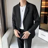 Mäns formella kostym Set Wedding Party Dr Black Grey Busin Office Blazer Truussers Korean FI Draped Youth Suft Jacket x83p#