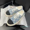 Designer Sneaker Casual Blue Denim Check Luxurys Canvas Mulheres Sapato Esportes Treinadores Sapatilhas Gold Hardware Letras Borracha Sola Sapatos de Algodão