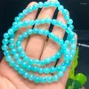 Figurine decorative 6MM Amazzonite naturale Bracciale a triplo cerchio Moda Energia Pietra Reiki Guarigione Cristallo Filo Fengshui Regalo 1 PZ