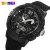 Wristwatches SKMEI Genuine Men's Electronic Watch Silicone Strap Three Time Stopwatch Timer Ring Alarm LED Luminous 24-Hour 2163