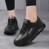 Casual Shoes Women Fashion Air Cushion Platform Sneakers Autumn Breathable Lace Up Wedge Sport Comfort Leather Travel