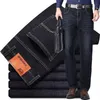 2023 Yeni Erkekler Busin Style Style Fit Düz Kotlar Fi Klasik Siyah Mavi Erkek Streç Günlük Denim Pantolon Plus Boyut28-40 P0JK#