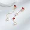 Boucles d'oreilles pendantes mode coréenne 925 aiguille en argent asymétrique Long gland amour pour les femmes élégant frais bijoux de fête de mariage