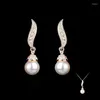 Halsbandörhängen Set Gold Color Imitation Pearl Sets Gift for Woman Wedding Jewelry Style