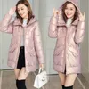 nuovo No W Glossy Down Cott Giacche da donna Lg Cappotto Casual Parka con cappuccio Cappotto invernale Plus Size Capispalla freddo 4XL E5Hj #