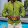 men's Casual Shirt Butted Summer T-Shirt Blue Clover Lg Sleeve Striped Lapel Daily Resort Wear Stylish and Comfortable 6XL r4dx#