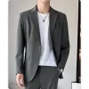 Hoge Kwaliteit Licht Luxe Heren Busin Casual Blazer Losse Koreaanse Stijl Fi Jasje Effen Kleur Top Party Datum Bruiloft i0G0 #