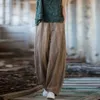Pantalon cargo en lin Cott pour femmes élégant, Vintage, taille élastique, pantalon de yoga, ample, décontracté, jambes larges, vêtements surdimensionnés w60v #