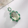 Pendentifs SILE 12X16MM 10CT cristal vert naturel CZ pendentif colliers 925 en argent Sterling bijoux fins chaînes de clavicule pour les femmes fête