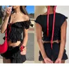 Vestidos de trabalho 2024 verão feminino sexy plissado conjunto de duas peças gola baixa manga curta cortada topos cintura casual bodycon saia outfit