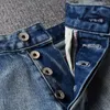 italiensk stil fi män jeans retro ljus blå vanlig ons elastisk smal fit rippade jeans män vintage designer rump byxor z8ab#