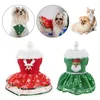 Abbigliamento per cani Abito natalizio per animali domestici per cani di piccola taglia Alce invernale Babbo Natale Stampato Costume da principessa Bowknot Abbigliamento per cuccioli