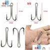 Fishing Hooks 20Pcs Stainless Steel Double Big Strong Sharp Fish Hook Size 4/0 5/0 6/0 7/0 8/0 9/0 230630 Drop Delivery Dhwkz