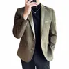 Nouveau hiver 2024 Blazers chauds et confortables - Veste de costume d'épissure en cuir suédé de style coréen veste blazer pour homme 52T4 #