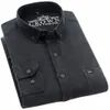 Männer Frühling Herbst Vintage Corduroy Cott Hemden Einzelne aufgesetzte Tasche Standard-Fit Bequeme LG-Hülse Vielseitiges Freizeithemd U6Rs #