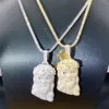 Iced Out Fire блестящие мужские ювелирные изделия в стиле хип-хоп Sier с покрытием из желтого золота Vvs1 груша с муассанитом и бриллиантом подвеска «Иисус»