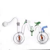 Dubbele Matrix Waterpijp Fietsvorm Glazen Bong 10mm Gezamenlijke Recycler Bubbler Roken Waterpijp Mode Hongeycomb Dab Rig Bong met Mannelijke Glazen Oliebrander Pijp en Slang