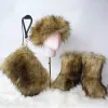 Buty zimowe kobiety lis futra buty śnieżne torba opaska na głowę puszysty Faux Fur Botas Mujer luksus futrzany pluszowe buty panie ciepłe lis futra buty